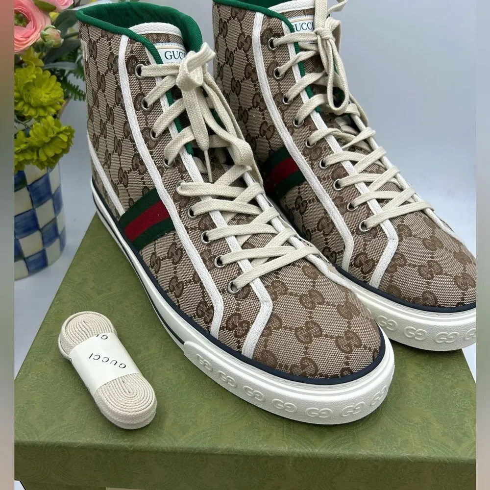 Men's Gucci tennis 1977 high top sneakers size 13 made in Italy